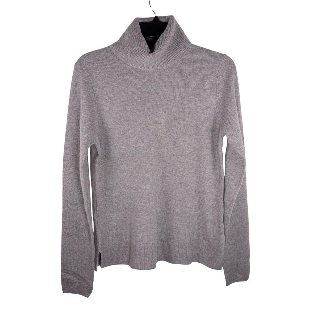 NWT Adrienne Vittadini 100% Cashmere Turtleneck Sweater Heather Taupe Gray L